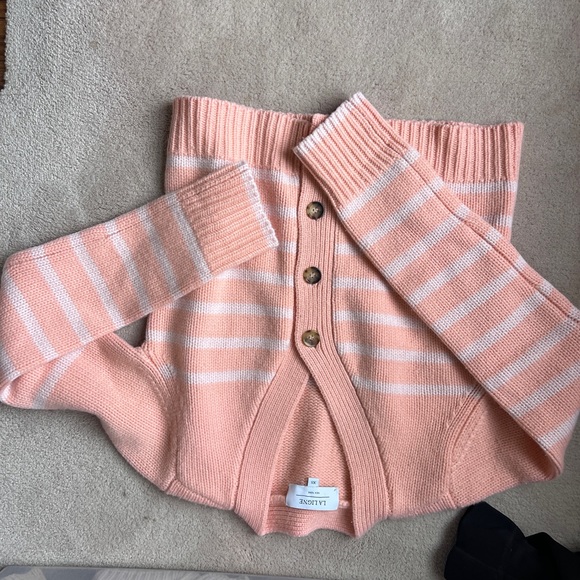 La Ligne Pink and White Striped Cardigan - Picture 1 of 4